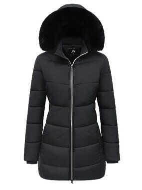 Women's Long Warm Winter Puffer Jacket Lightweight Quilted Hooded Down Coat
